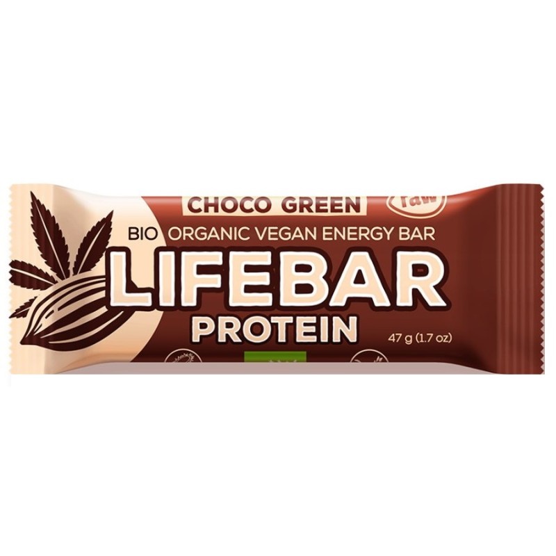 Un Monde Vegan vous propose : Lifebar + chocolat protéine verte 47g - bio