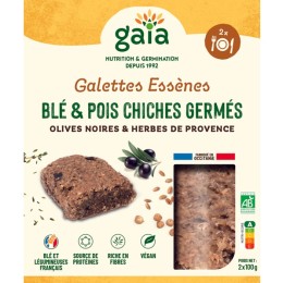 Un Monde Vegan vous propose : Galettes pois chiches germés olives noires herbes de Provence 200g - bio